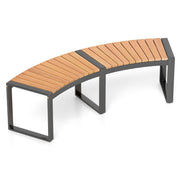 Banc de terrasse Coast en bois d'acacia courbé - Banc pour 2 personnes - 146 x 58 x 45 cm - Jaune/Noir