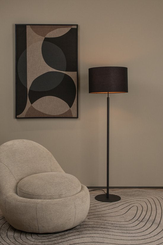 Lucide MAYA - Lampadaire - Ø 45 cm - 1xE27 - Noir - Japandi