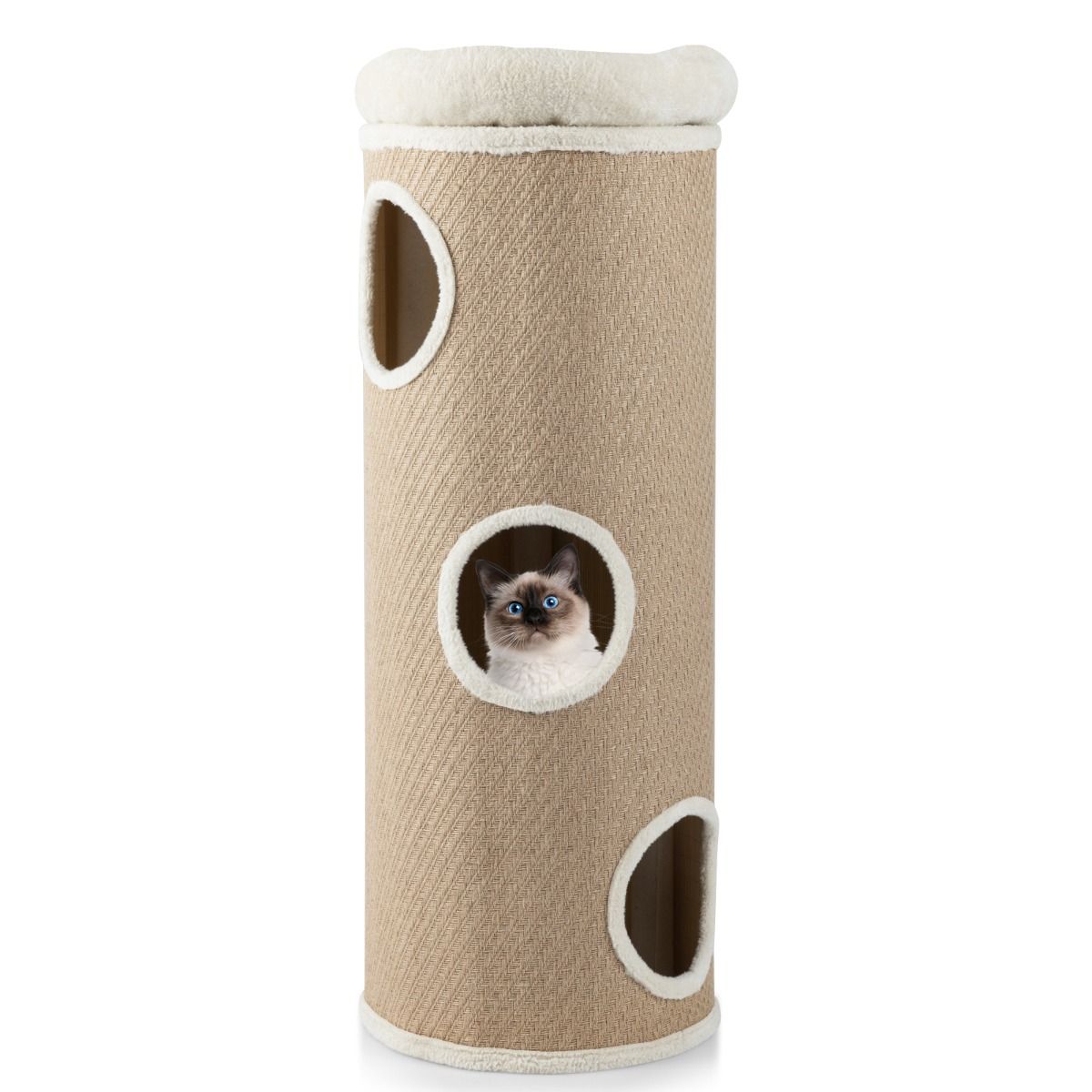 Maison pour chat Coast à quatre étages - Lit en peluche - Arbres à chat en sisal - Marron 43 x 43 x 113 cm