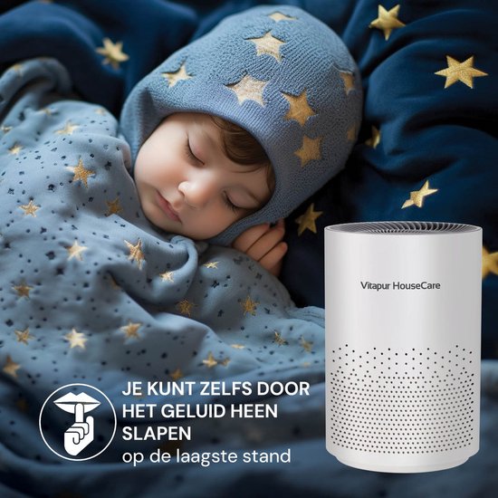 Purificateur d'air Vitapur - Purificateur d'air - Purificateur d'air avec filtre HEPA - Ioniseur à flux de 360 degrés - Extrêmement silencieux avec minuterie - Blanc
