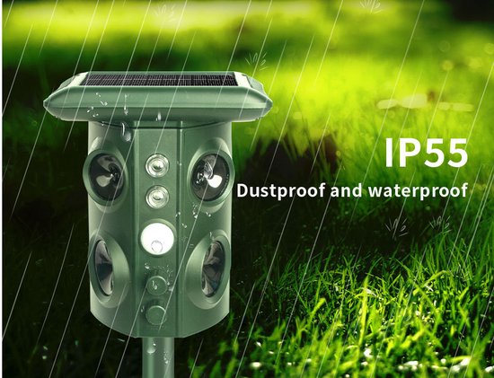 Fuegobird Répulsif à ultrasons - Répulsif pour animaux - Répulsif pour animaux - Répulsif pour chats à flash supersonique - Avec mode intelligent - Ultrasons - Fonctionne à l'énergie solaire / câble de charge USB