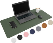 WURK - Sous-main professionnel en similicuir - Accessoires de bureau - Tapis de souris XXL- Avec attache-câble - 90x45 - Vert foncé