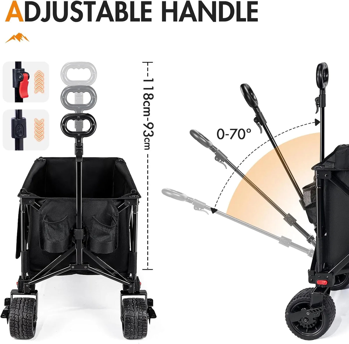 Portal 21813 Chariot pliable - Jusqu'à 300 L - 105 × 54 × 63 cm - Noir
