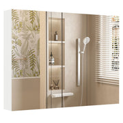 Armoire de salle de bains avec miroir mural Coast - trois portes - 6 compartiments - blanche - 87 x 65 x 12,5 cm