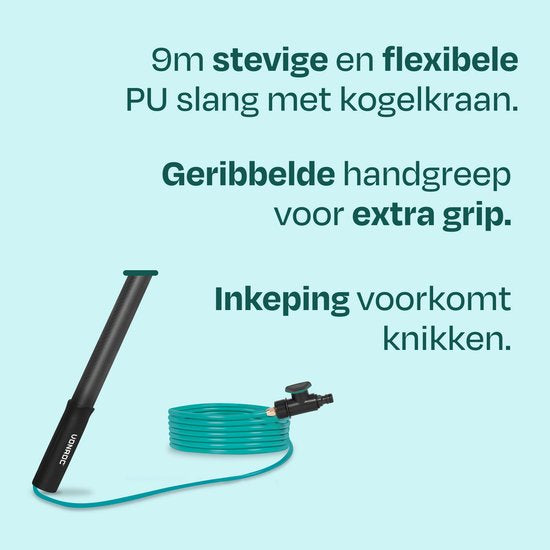 Brosse de lavage télescopique VONROC PRO 3K entièrement en carbone – 6,5 m - Avec tête de brosse à 5 pans, tuyau d'arrosage de 9 m et distributeur de savon