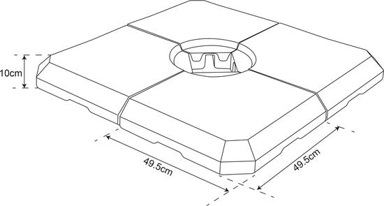Pied de parasol AXI en 4 parties, à remplir – Noir – 99 x 99 x 10 cm - Pour parasols suspendus jusqu'à 2,5 x 2,5 m ou d'un diamètre de 3 m – Avec poignée – Plastique