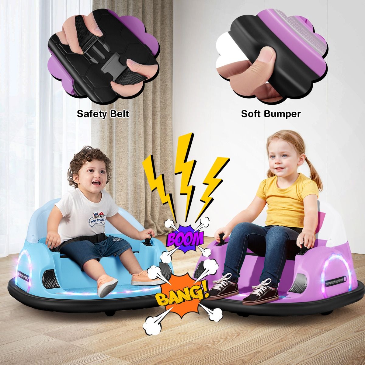 Voiture électrique « Coast » pour tout-petits - pivotante à 360° - avec télécommande - rose
