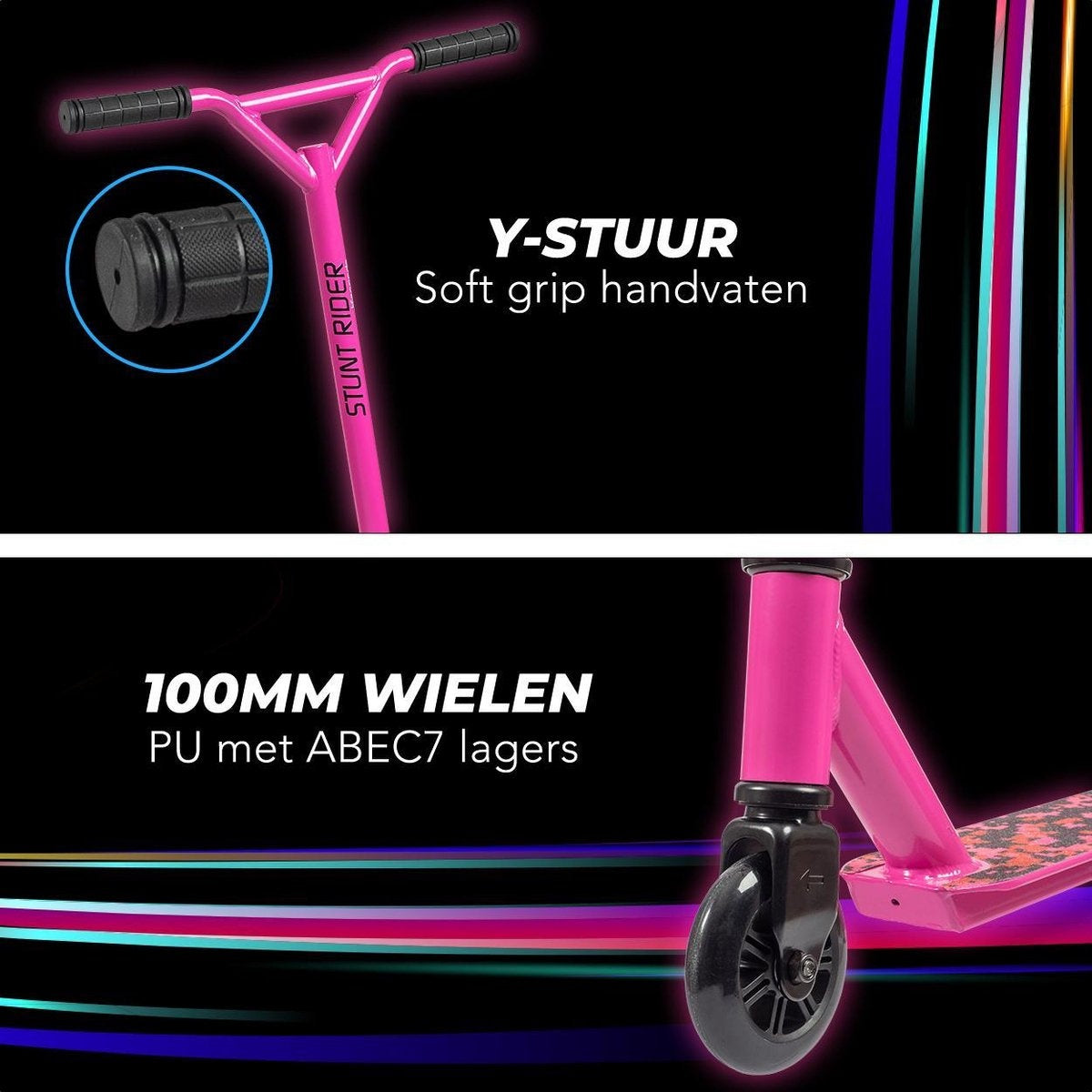 LifeGoods StuntRider - Scooter cascadeur - Étape 8+ Years - Roues 100mm - Garçons/Filles - Rose