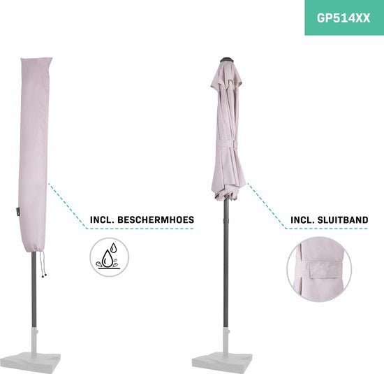 VONROC Premium Parasol manche Torbole Ø200cm - Housse de protection incluse - Parasol rond - Toile résistante aux UV - Beige
