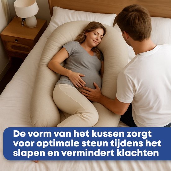 Oreiller de grossesse Earkings pour dormir sur le côté - Gris clair - 140 x 80 cm