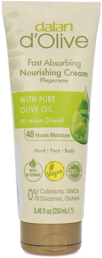 Dalan D’Olive Nourishing – Crème nourrissante pour les mains et le corps – Hydratante intense – Karité et huile d’olive – Pour les peaux sèches