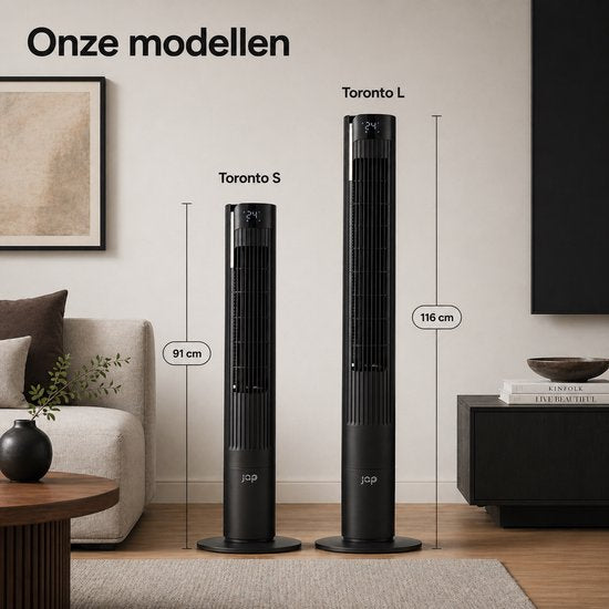 Ventilateur silencieux avec télécommande - Ventilateur colonne sans pales avec minuterie et 3 vitesses de ventilation - Économe en énergie (60 W) - Chambre à coucher - Noir mat - JAP Appliances Toronto L