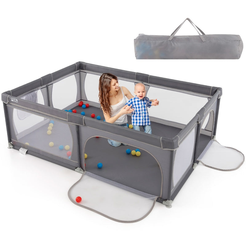 Coast Parc pour bébé avec 50 balles, 2 portes et filet respirant Gris foncé