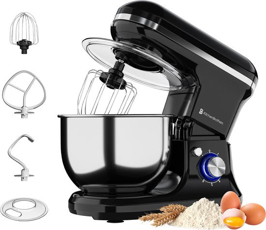 Robot de cuisine - KitchenBrothers - 5L - Mixeur de cuisine - 1200W - Noir
