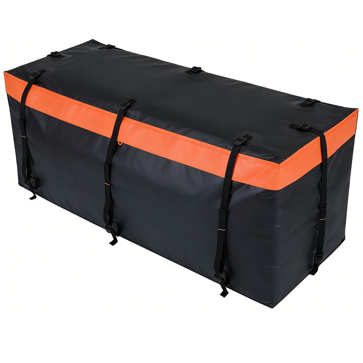 Coast Coffre de toit pour attelage - 455 litres - étanche - avec sangles et sac de rangement - orange/noir