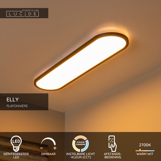 Lucide ELLY - Plafonnier (lampe de plafond) - LED à intensité variable - CCT - 1x36 W 2700 K/4000 K - Opale - Essential