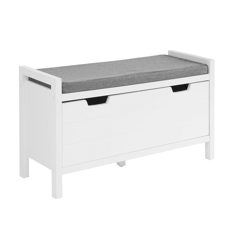 SoBuy Banc à chaussures avec 2 tiroirs - Max. 150 kg - 91 x 30 x 50 cm - Blanc/ Gris