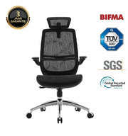 Siège de bureau ergonomique SIHOO M59AS - Accoudoirs réglables en 3D et rabattables à 90° - Double dossier avec soutien lombaire adaptatif - Coussin d'assise en forme de selle - Maille de haute qualité - Certifiée BIFMA/SGS - Jusqu'à 150 kg - 43,5 x 50,5