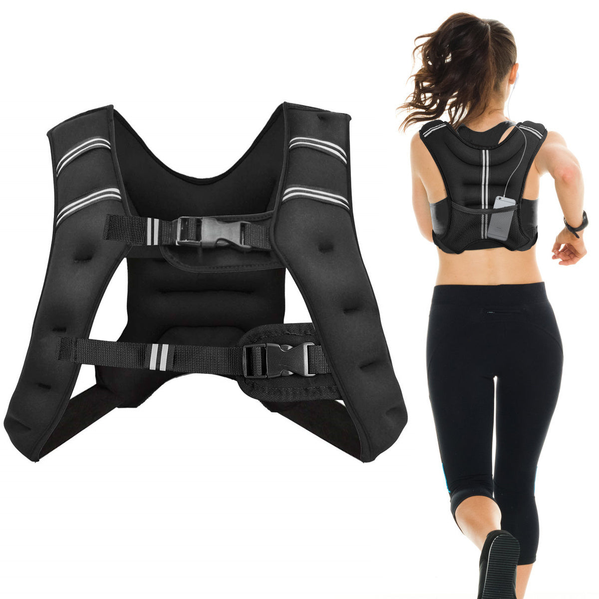Coast 15KG Weight Vest - Avec bandes réfléchissantes et sangle réglable