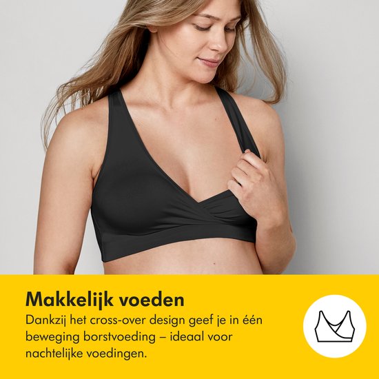 Soutien-gorge de nuit Medela Keep Cool Sleep - Soutien-gorge de nuit sans coutures - Soutien-gorge de grossesse - Soutien-gorge d'allaitement avec 2 zones respirantes - Tissu Soft Touch - Blanc - XL