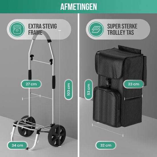Avalo Chariot de courses avec compartiment réfrigérant - Pliable - Sac de courses amovible - Chariot de courses