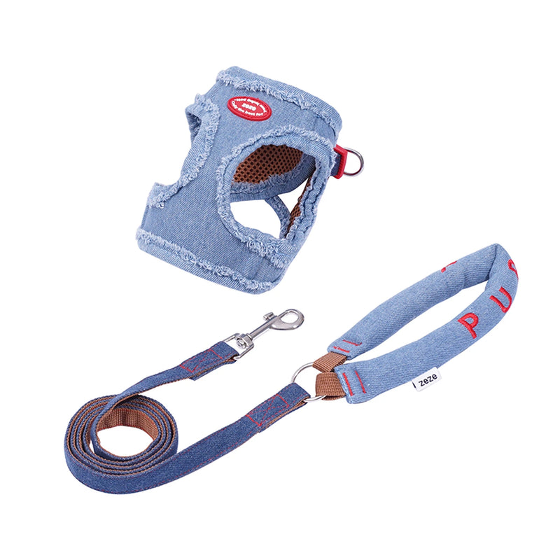 Harnais pour chien Zeze Denim - Taille S - Tour de poitrine 34–42 cm - Pour petits chiens de 2,5 à 5 kg