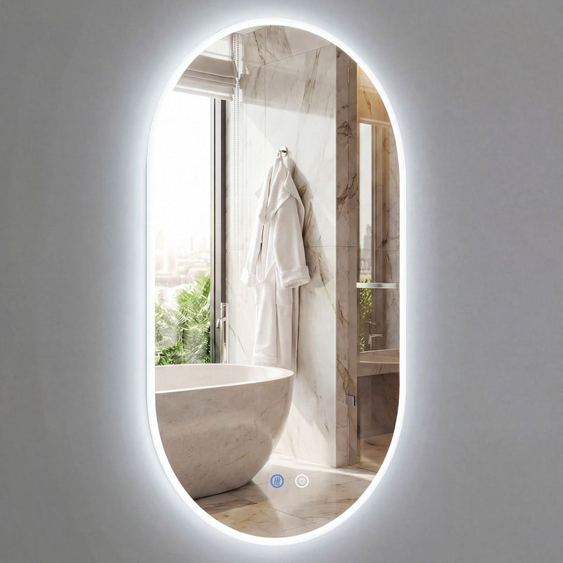 Miroir de salle de bains Coast avec éclairage LED - fonction anti-buée - commande tactile - 90 x 55 cm - argent
