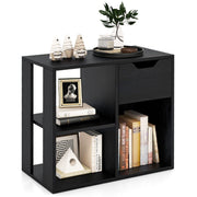 Étagère à livres Coast en bois avec tiroir - 3 compartiments ouverts - noir - 60 x 30 x 53 cm
