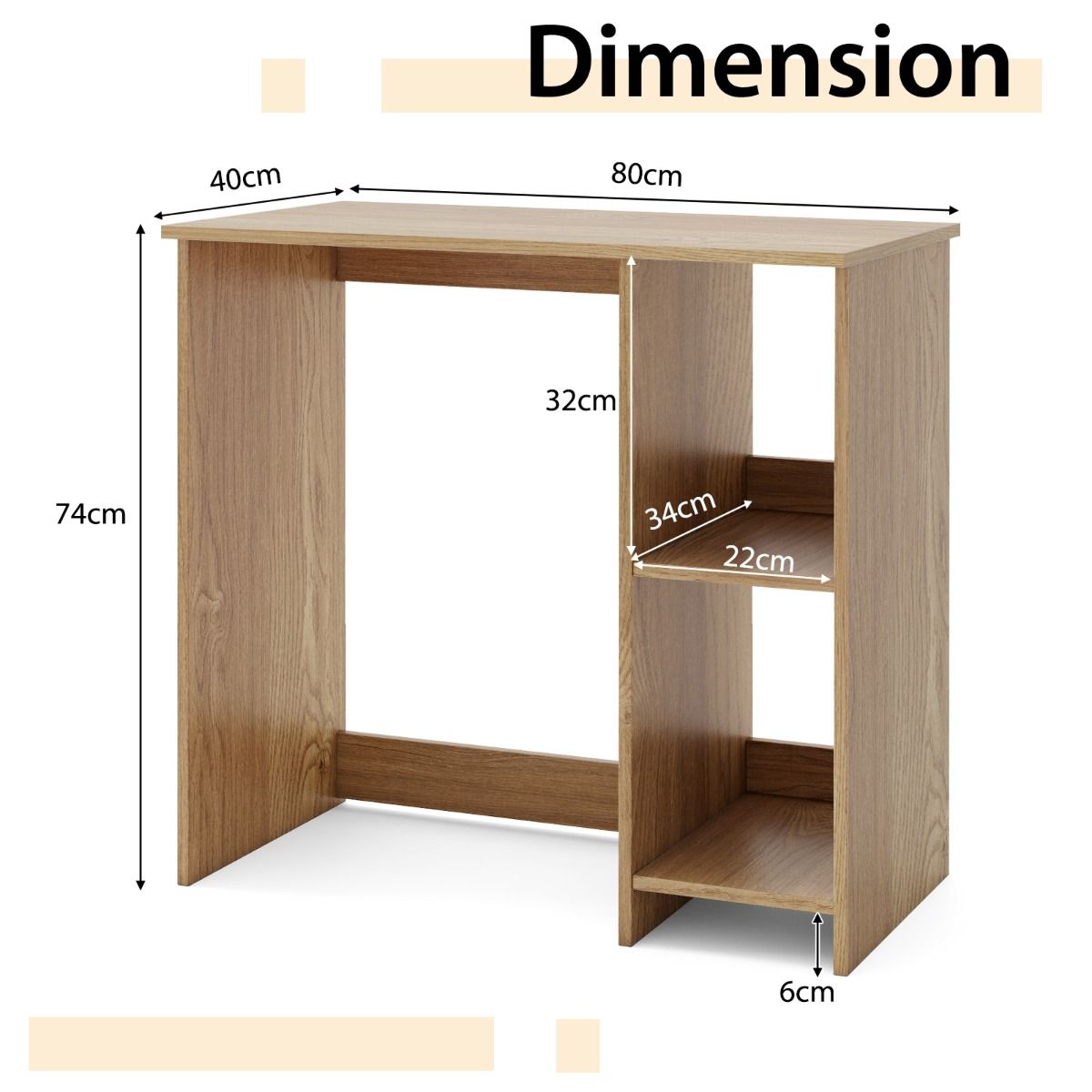 Meuble Coast avec 2 compartiments de rangement - compact - stable - couleur naturelle - 80 x 40 x 74 cm