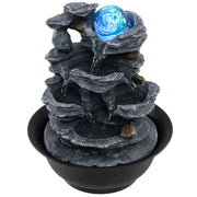 Fontaine de table Coast - Cascade effet rocher - Éclairage LED - Noir - 21,5 x 26 cm
