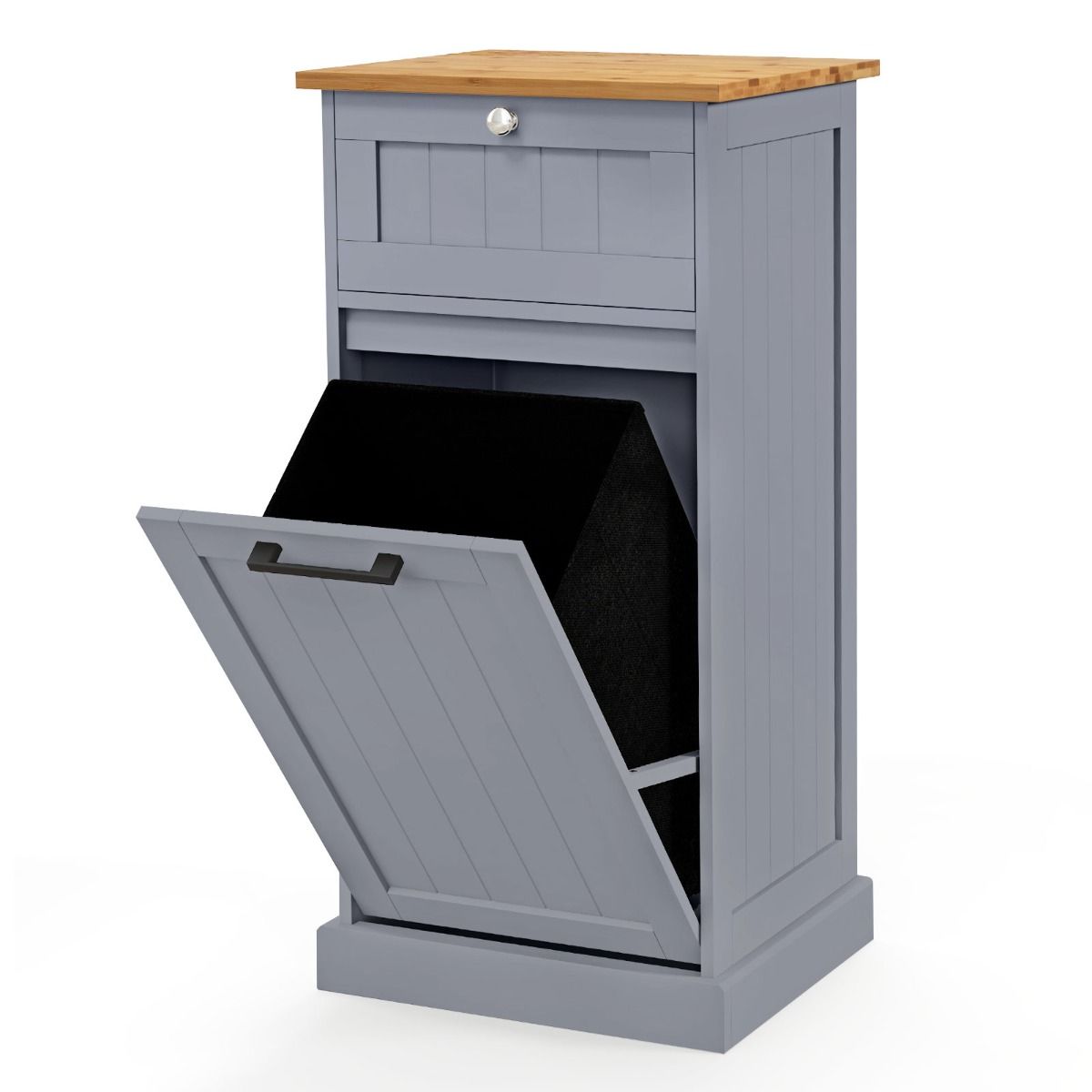 Armoire Coast avec panier à linge - tiroir et espace de rangement - bambou et MDF - blanc et naturel - 40 x 37 x 82 cm