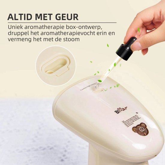 Défroisseur à vapeur Bear 1300 W – Défroisseur portable avec option aromatique – Réservoir de 230 ml – Chauffage rapide et vapeur puissante – Pour tous les tissus