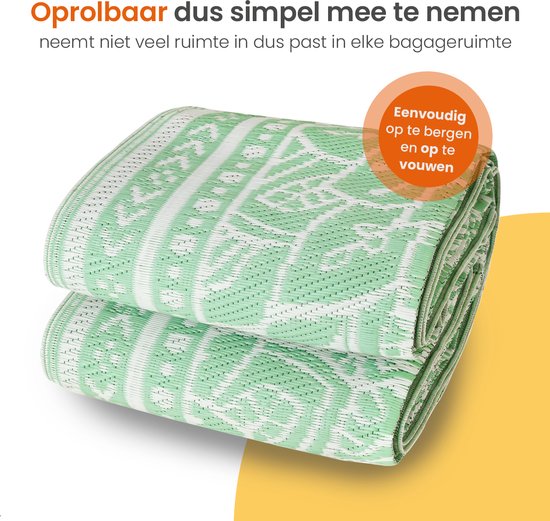Goliving Tapis d'extérieur Summer Flora - 183x290CM - Tapis de jardin - Tapis d'extérieur - Tapis - Tapis de jardin - Réversible - Sac de transport inclus - Vert/Blanc