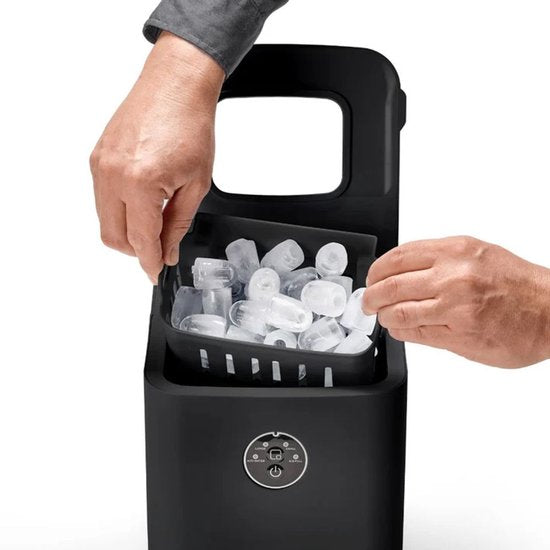 Machine à glaçons Solis Ice Cube Express 1 litre - 12 kg de glace en 24 heures - Machine à glaçons compacte - Glaçons de différentes tailles - Auto-nettoyante - Facile à utiliser - Noire
