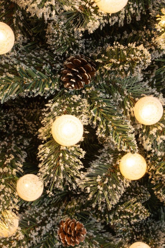 Black Box Trees Kaprun : sapin de Noël artificiel avec illuminations - Sapin de Noël artificiel H 90 x Ø 51 cm - en pot avec décorations - Vert, rouge, givré