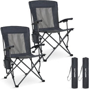 TRVLMORE Chaises de camping - pliables - 2-Pack - Capacité de charge 120KG - Sac de transport inclus - Chaise pliante - Chaise de pêche - Chaise de camping - Chaise pliante - Gris