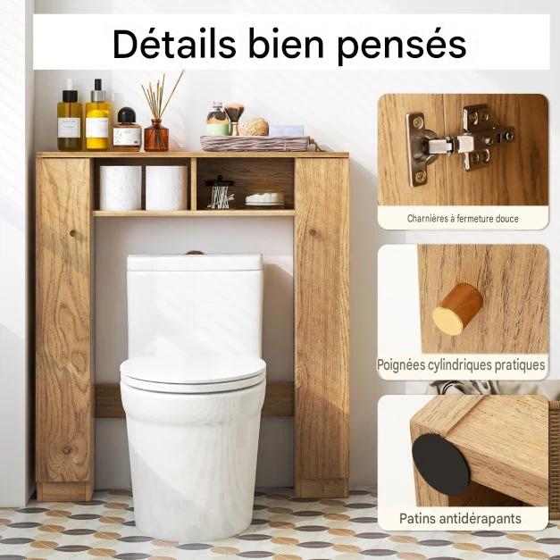 Armoire de toilette - Cost - avec double porte -  87,5x18x98 cm - Bois - Marron