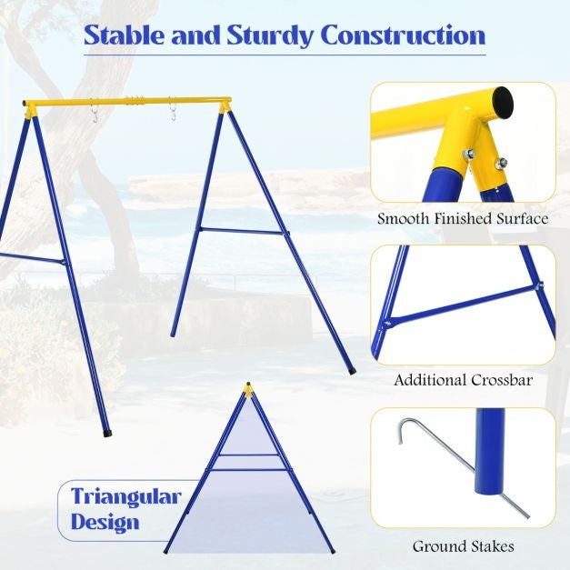 Cadre de balançoire en métal robuste Coast a frame garden swing frame 194 x 184 x 180 cm bleu + jaune