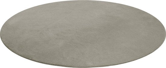 tectake® Tapis à poils courts - Rond - Ø120 cm - Sable - Tapis pour le salon, la chambre à coucher, la salle à manger - Facile d'entretien et lavable - Sous-couche antidérapante - Antiallergique - Diverses tailles et couleurs