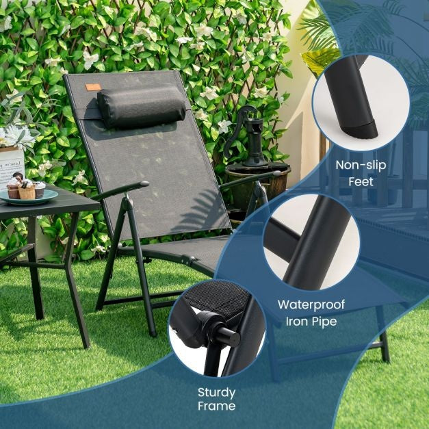 Coast Bain de soleil Bain de jardin avec appui-tête 7 dossiers réglables noir