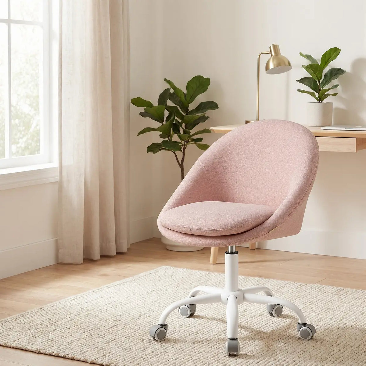Chaise de bureau pivotante JOYFURNOS - Réglable en hauteur - Rose