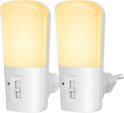 Qumax LED Night Light Socket 2 pcs - Veilleuse dimmable avec capteur - Veilleuse de chambre de bébé - Capteur jour et nuit - Enfants et bébés - Blanc