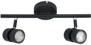 Spot Natasja 7902ZW : spot noir à 2 lampes en métal avec douilles GU10 à intensité variable, pour l'intérieur, au design moderne