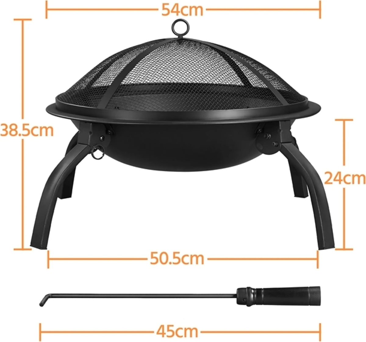 Yaheetech : brasero pliable 54 x 38,5 cm avec sac de transport – Noir – Métal