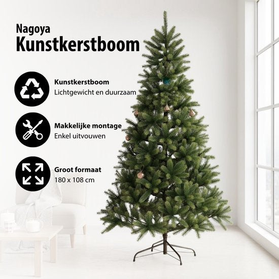 Black Box Trees Nagoya Sapin de Noël - Sapin artificiel à charnières pour un montage rapide - Décoration de Noël d'intérieur au rendu volumineux - H 180 x Ø 108 cm - Vert