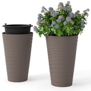 Ensemble de 2 jardinières Coast - avec pot intérieur et trous de drainage - résistantes aux intempéries - marron - 45 cm de hauteur