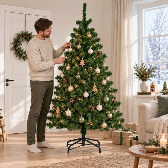 Arti Casa Sapin de Noël artificiel 180 cm - Sapin de Noël artificiel avec socle - 650 branches - Décoration de Noël d'intérieur - Vert