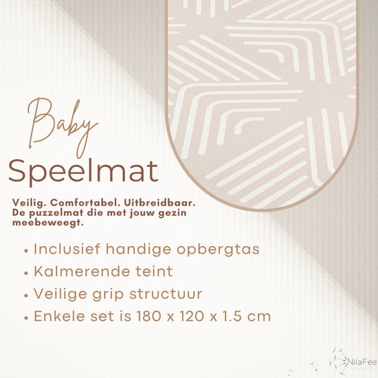 NilaFee™ - Tapis de jeu - Mousse - Bébé - Tapis d'éveil - Tapis de rampage - 180 x 120 x 1,5 cm - Tapis puzzle - Sac de rangement - Geometry Sandy