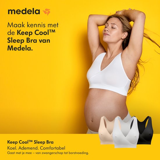 Soutien-gorge de nuit Medela Keep Cool Sleep - Soutien-gorge de nuit sans coutures - Soutien-gorge de grossesse - Soutien-gorge d'allaitement avec 2 zones respirantes - Tissu Soft Touch - Blanc - XL