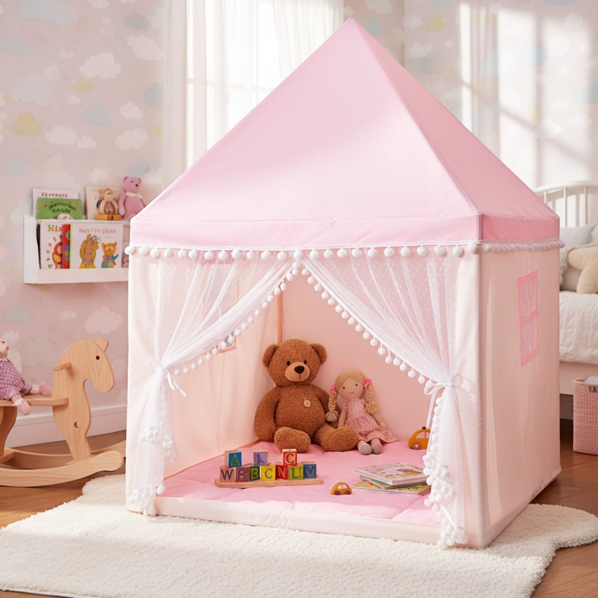 Tente de jeu pour enfants Coast - maisonnette - structure en bois - rose